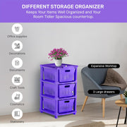 HOMIFLY 3-Tier Plastic Storage Cabinet Organizer for Home, Office, Hospital, School & Toy Organizer (PURPLE)