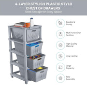 HOMIFLY 4-Tier Plastic Storage Cabinet Organizer for Home, Office, Hospital, School & Toy Organizer (GREY)