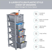 HOMIFLY 5-Tier Plastic Storage Cabinet Organizer for Home, Office, Hospital, School & Toy Organizer (GREY)