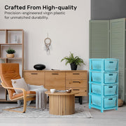 HOMIFLY 4-Tier Plastic Storage Cabinet Organizer for Home, Office, Hospital, School & Toy Organizer (BLUE)