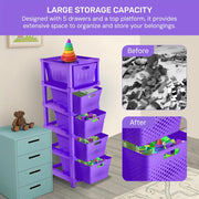 HOMIFLY 5-Tier Plastic Storage Cabinet Organizer for Home, Office, Hospital, School & Toy Organizer (PURPLE)