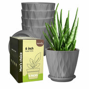 Set of 5 Plastic Flower Pots for Home & Garden (Wave)