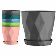 Set of 5 Plastic Flower Pots for Home & Garden (Diamond)