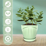 Set of 5 Plastic Flower Pots for Home & Garden (Round)