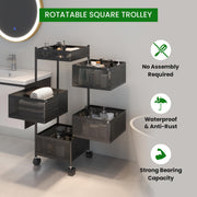 HOMIFLY 5-Tier Metal Rotating Kitchen Trolley Organizer Holder and Onion-Potato Storage Basket for Kitchen