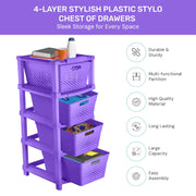 HOMIFLY 4-Tier Plastic Storage Cabinet Organizer for Home, Office, Hospital, School & Toy Organizer (PURPLE)