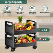 HOMIFLY Rolling Metal Utility Cart Heavy Durable Organizer Trolley for Kitchen/Bedroom/Office/Pantry (2 Tier)