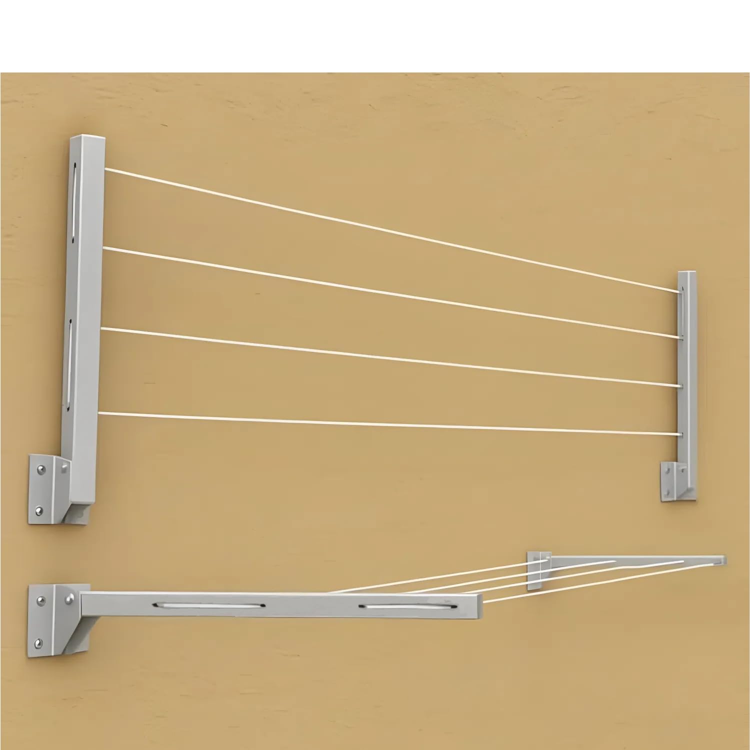 Homifly Metal Foldable Wall Mount Cloth Drying Stand with 30 Feet Rope|Space Saving Rack