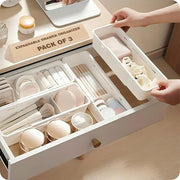 JD FRESH Plastic 6 Piece Expandable Drawer Organizers/Adjustable Storage Organiser/Drawer Divider Tray/Multi-Purpose Storage Drawer Boxes for Kitchen/Bedroom/Office(White)