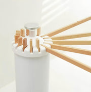 Homifly 360° Rotating Cloth Drying Rack/16 Wooden Foldable Cloth Hanging Stick/Space Saving Stand for Cloth Drying/Tripod Portable Laundry Hanger for Balcony/Bathroom (White)