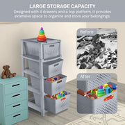 HOMIFLY 4-Tier Plastic Storage Cabinet Organizer for Home, Office, Hospital, School & Toy Organizer (GREY)