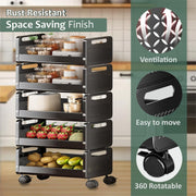 HOMIFLY Rolling Metal Utility Cart Heavy Durable Organizer Trolley for Kitchen/Bedroom/Office/Pantry (5 Tier)