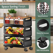 HOMIFLY Rolling Metal Utility Cart Heavy Durable Organizer Trolley for Kitchen/Bedroom/Office/Pantry (3 Tier)