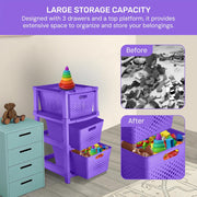 HOMIFLY 3-Tier Plastic Storage Cabinet Organizer for Home, Office, Hospital, School & Toy Organizer (PURPLE)