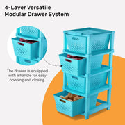 HOMIFLY 4-Tier Plastic Storage Cabinet Organizer for Home, Office, Hospital, School & Toy Organizer (BLUE)