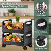 HOMIFLY Rolling Metal Utility Cart Heavy Durable Organizer Trolley for Kitchen/Bedroom/Office/Pantry (2 Tier)