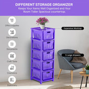 HOMIFLY 5-Tier Plastic Storage Cabinet Organizer for Home, Office, Hospital, School & Toy Organizer (PURPLE)