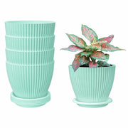 Set of 5 Plastic Flower Pots for Home & Garden (Round)