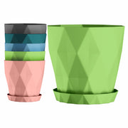 Set of 5 Plastic Flower Pots for Home & Garden (Diamond)