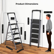 Foldable Home Ladder with Tool Tray & Anti-Skid Steps