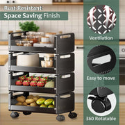 HOMIFLY Rolling Metal Utility Cart Heavy Durable Organizer Trolley for Kitchen/Bedroom/Office/Pantry (4 Tier)