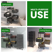 HOMIFLY 5-Tier Metal Rotating Kitchen Trolley Organizer Holder and Onion-Potato Storage Basket for Kitchen