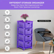 HOMIFLY 4-Tier Plastic Storage Cabinet Organizer for Home, Office, Hospital, School & Toy Organizer (PURPLE)