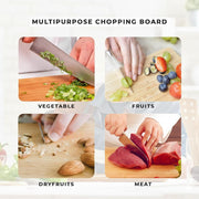 JD Fresh Non-Slip Wooden Chopping Board with Handle/Home Use Cutting Board/Chopping Board for Kitchen/Cutter Board/Vegetable Cutting Board for Veggies, Fruits/BPA Free Eco Friendly (Medium)