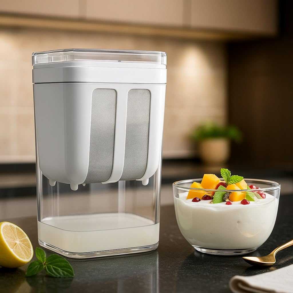 Homifly Hung Curd Maker & Greek Yogurt Strainer|BPA-Free Fine Mesh Strainer Box with Lid|Paneer & Cheese | Dahi Make