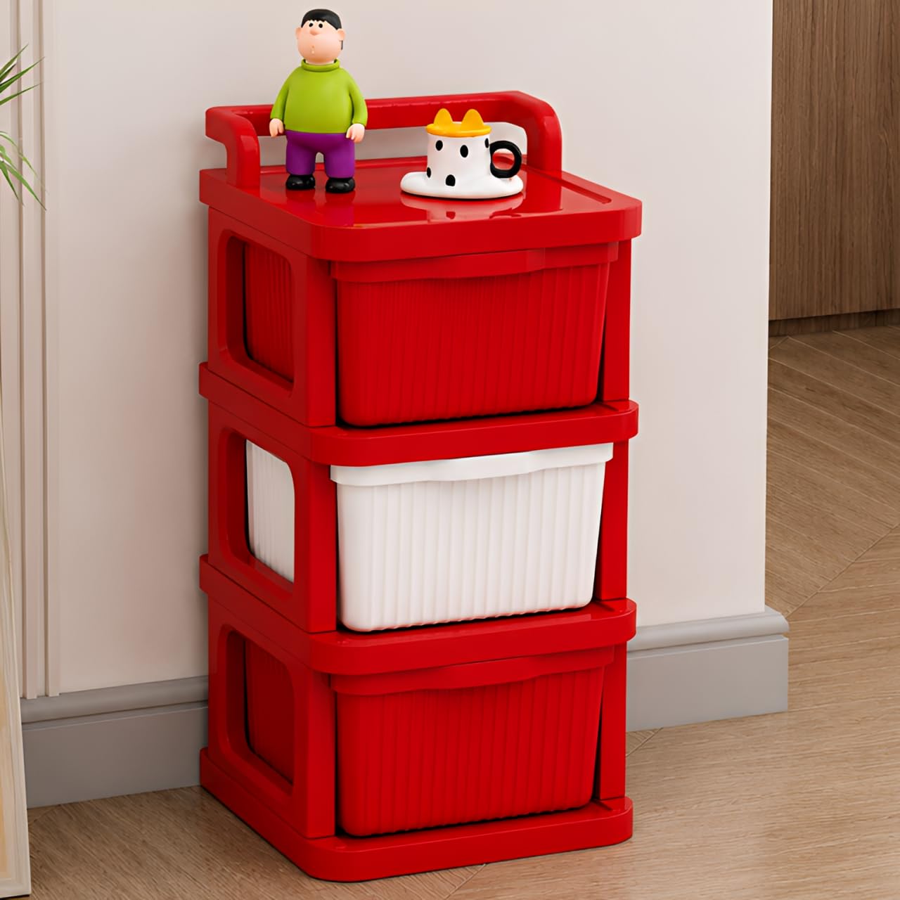 Homifly Plastic Drawer Organizer with Wheels/Modular Drawer Storage for Clothes/Toys Organizer for Kids Room
