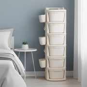 JD FRESH 4 Tier Plastic Storage Drawer Cabinet with Wheels/Modular Storage Drawer Organizer with Side Basket & Integrated Handle/Plastic Storage Trolley Rack for Home/Kitchen/Office/Books – (Ivory)