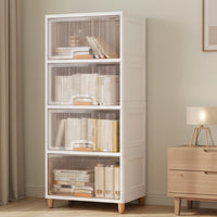 Homifly X-Large Foldable Cupboard for Storage/Multipurpose Storage Organizer/Closet for Bedroom/Living Room/Kitchen (Transparent & White)