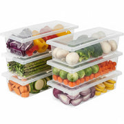JD FRESH 1500ML Fridge Storage Containers Set of 6 with Removable Drain Plate & Lid | Leak-Proof Stackable Refrigerator Organizer Boxes for Vegetables, Fruits, Snacks|BPA Free, Easy to Clean& Reusable