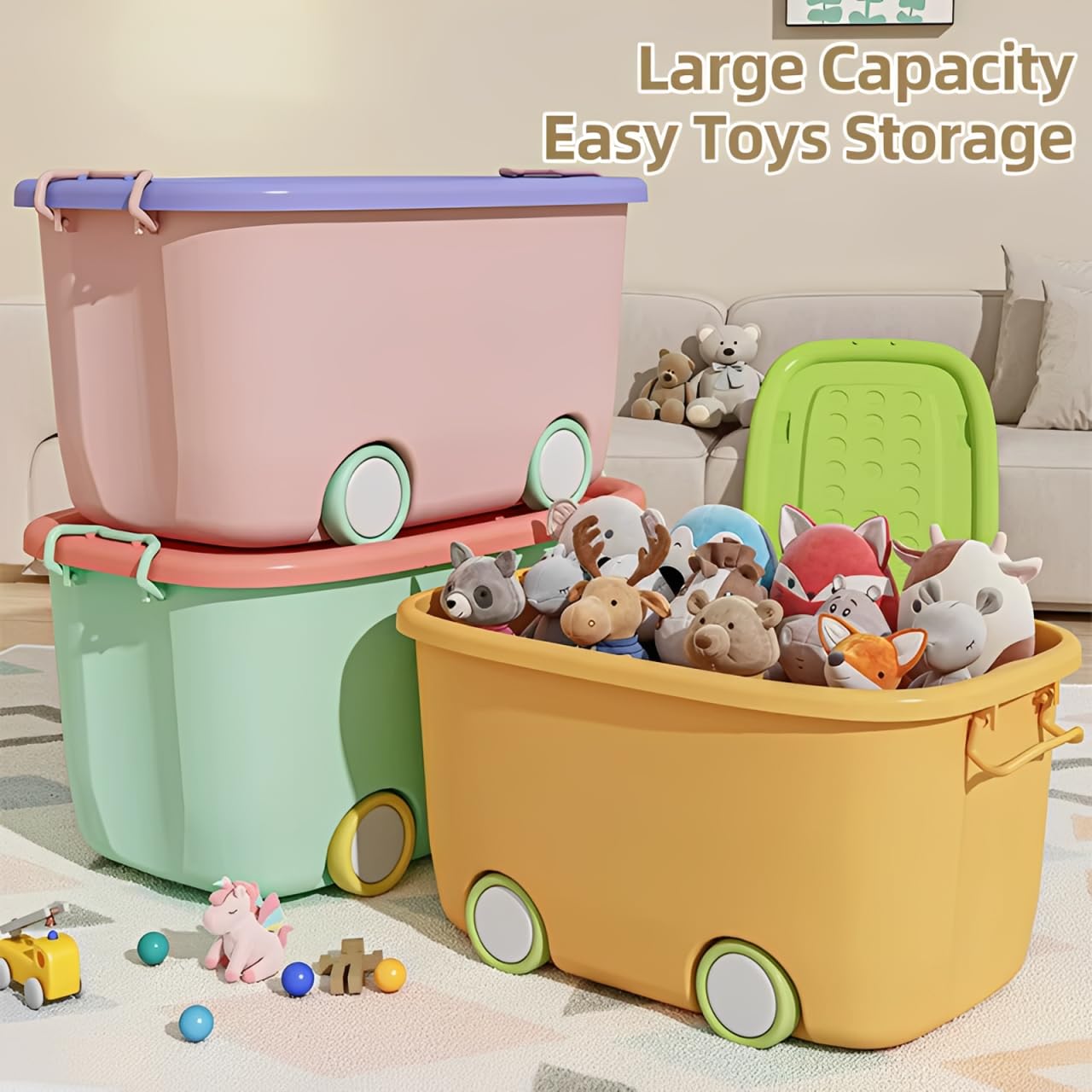 100 Litre Rolling Toy Storage Box-Green