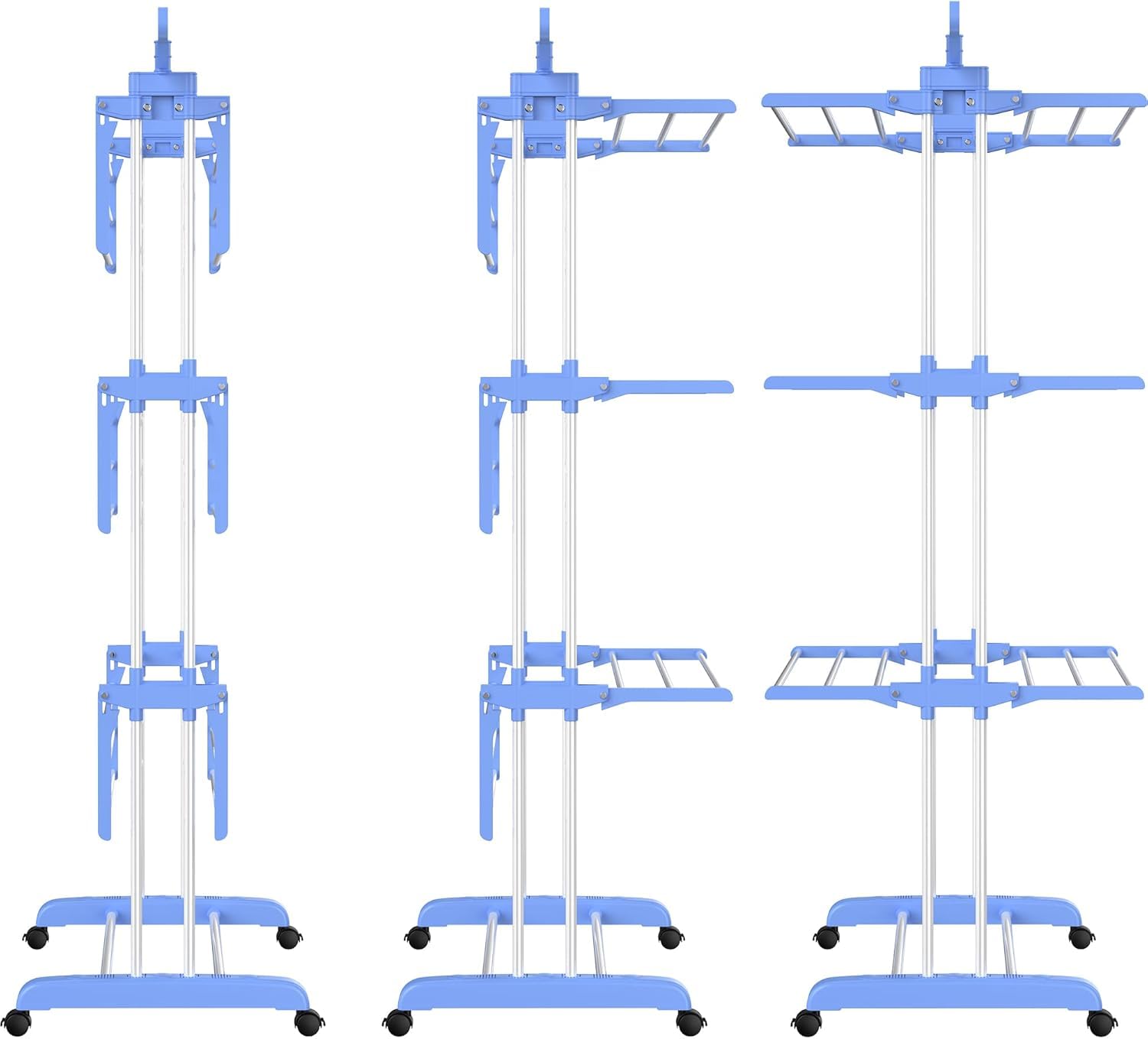 Homifly 4 Tier Stainless Steel Clothes Drying Stand|Space Saving Cloth Hanger Stand with 24 Rods (Blue)