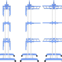 Homifly 4 Tier Stainless Steel Clothes Drying Stand|Space Saving Cloth Hanger Stand with 24 Rods (Blue)