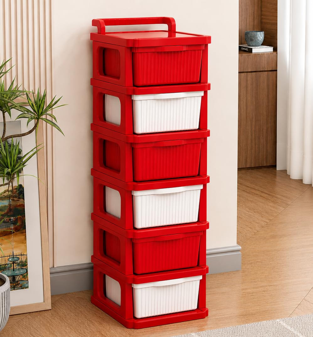 Homifly Plastic Drawer Organizer with Wheels/Modular Drawer Storage for Clothes/Toys Organizer for Kids Room