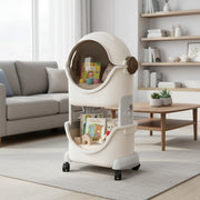 HOMIFLY Spaceman Storage Organizer for Kid|Storage Box with 360-degree Rotating Wheels (Ivory & Grey)