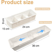 JD FRESH Plastic 6 Piece Expandable Drawer Organizers/Adjustable Storage Organiser/Drawer Divider Tray/Multi-Purpose Storage Drawer Boxes for Kitchen/Bedroom/Office(White)
