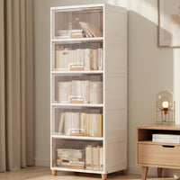Homifly X-Large Foldable Cupboard for Storage/Multipurpose Storage Organizer/Closet for Bedroom/Living Room/Kitchen (Transparent & White)