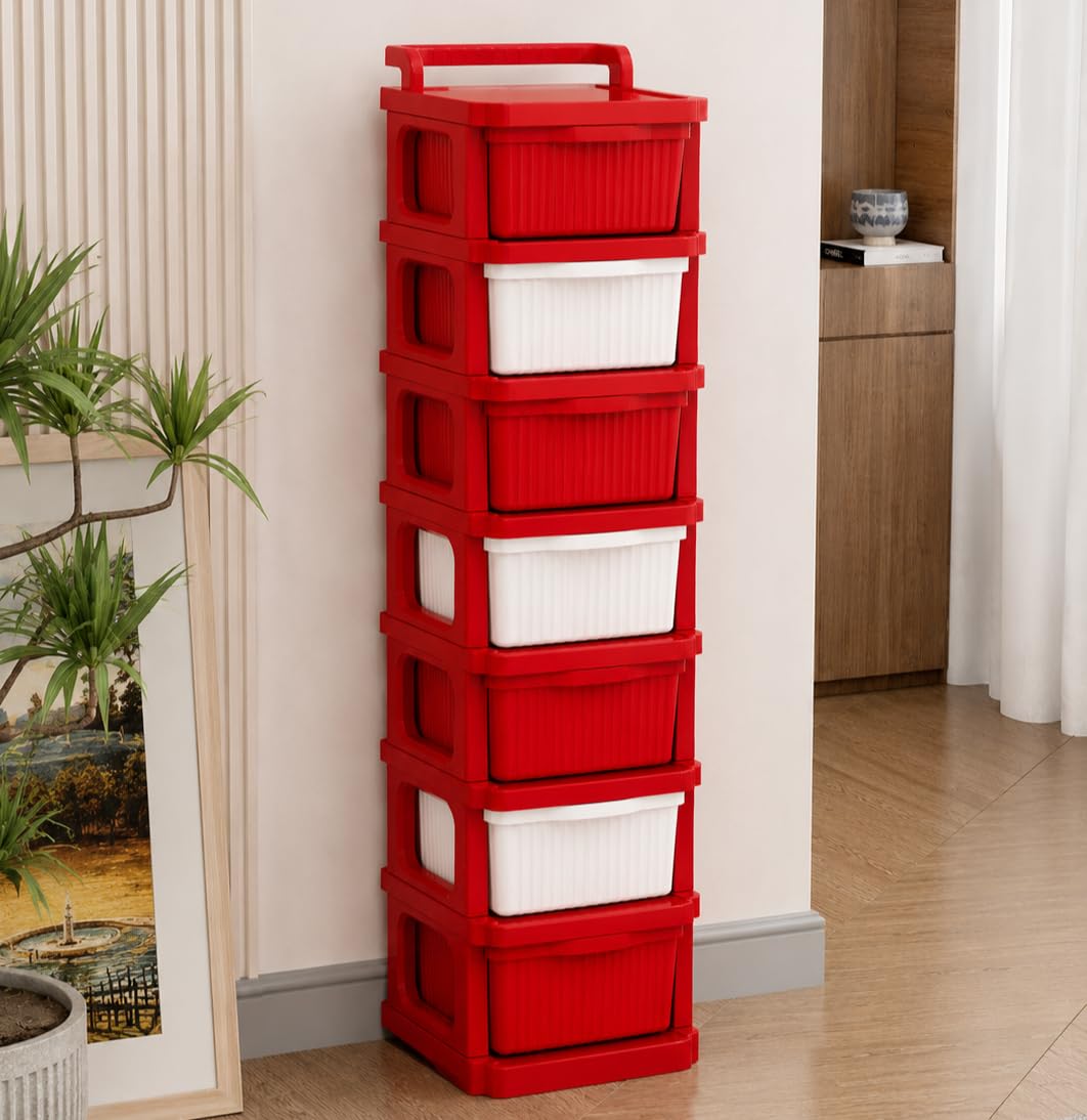 Homifly Plastic Drawer Organizer with Wheels/Modular Drawer Storage for Clothes/Toys Organizer for Kids Room