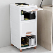 JD FRESH Plastic 4 Tier Foldable Organizer for Clothes/Modular Kitchen Storage Rack/Multipurpose Wardrobe for Cloth/Space Saving Closet for Bedroom/Stackable Cabinet/Almirah for Living Room(White)