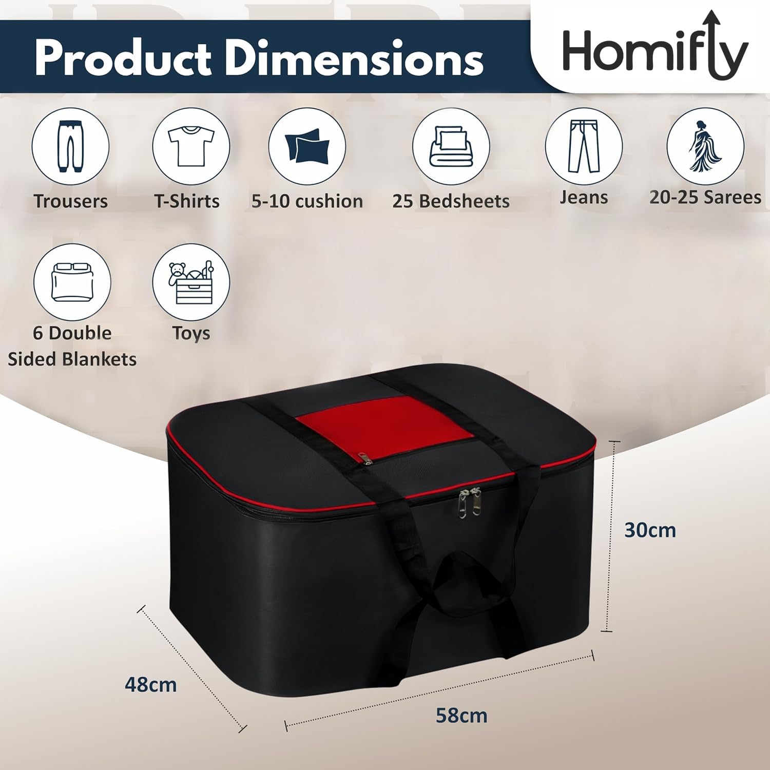 69 Liters Large Underbed Storage Bags for Clothes