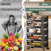 HOMIFLY Rolling Metal Utility Cart Heavy Durable Organizer Trolley for Kitchen/Bedroom/Office/Pantry (5 Tier)