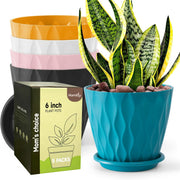 Set of 5 Plastic Flower Pots for Home & Garden (Wave)