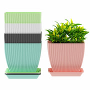 Set of 5 Plastic Flower Pots for Home & Garden (Square)