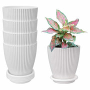 Set of 5 Plastic Flower Pots for Home & Garden (Round)