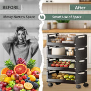 HOMIFLY Rolling Metal Utility Cart Heavy Durable Organizer Trolley for Kitchen/Bedroom/Office/Pantry (4 Tier)