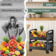 HOMIFLY Rolling Metal Utility Cart Heavy Durable Organizer Trolley for Kitchen/Bedroom/Office/Pantry (2 Tier)