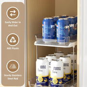 HOMIFLY 2 Tier Under Sink Organiser Clear Bathroom Cabinets Pull-Out Organization with Track for Pantry/Kitchen/Office